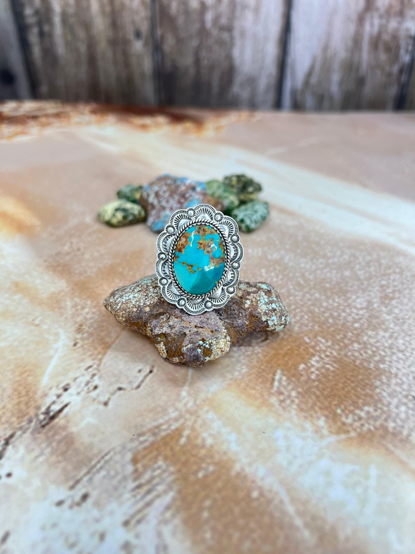 Handmade Sterling Silver Hardy Pit Adjustable Ring with Signed Nizhoni