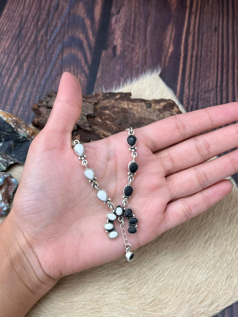 Handmade Sterling Silver White Buffalo Naja Necklace "Signed Nizhoni"