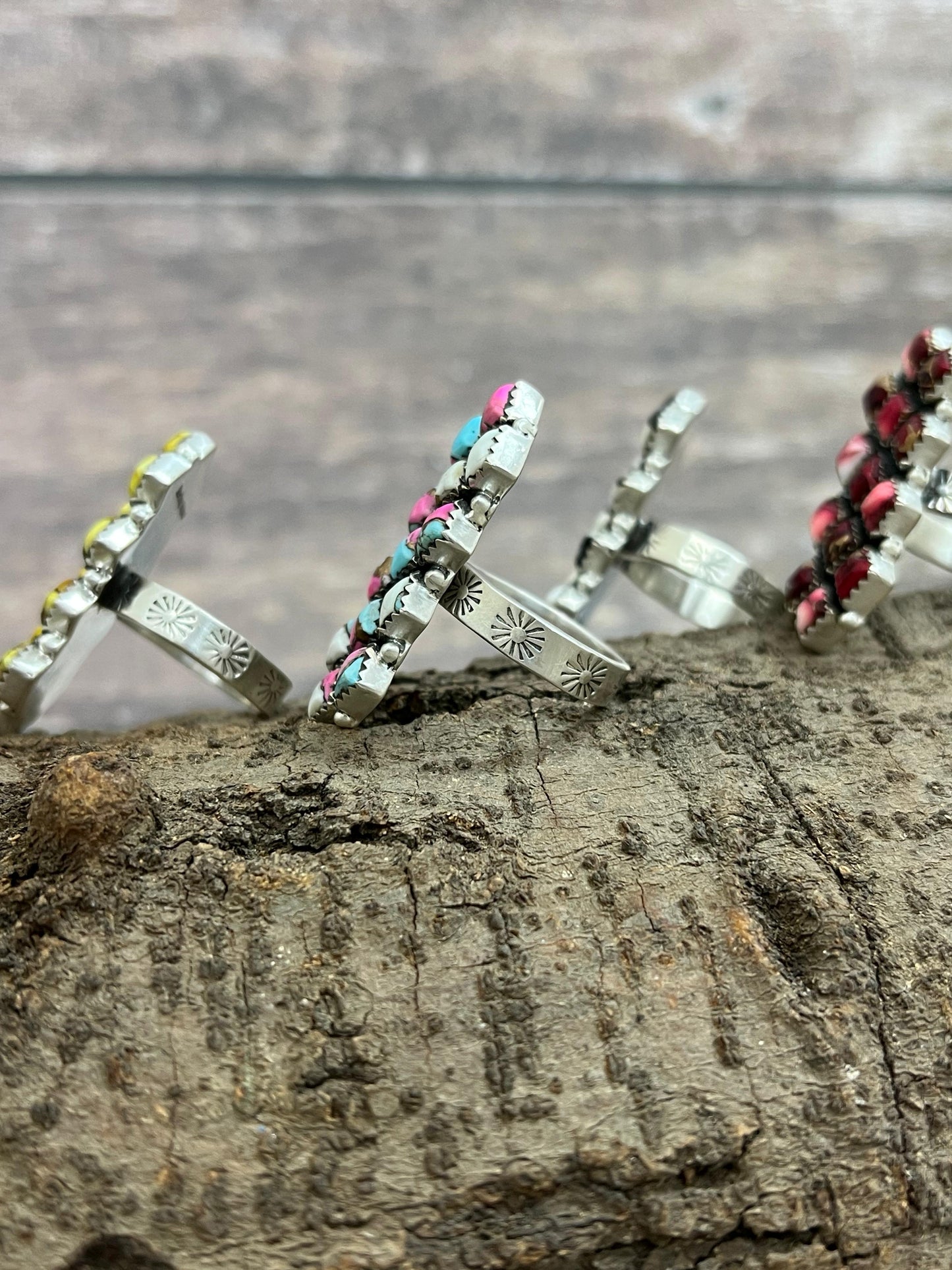 Handmade Sterling Silver Multi Stone Adjustable Ring Signed Nizhoni