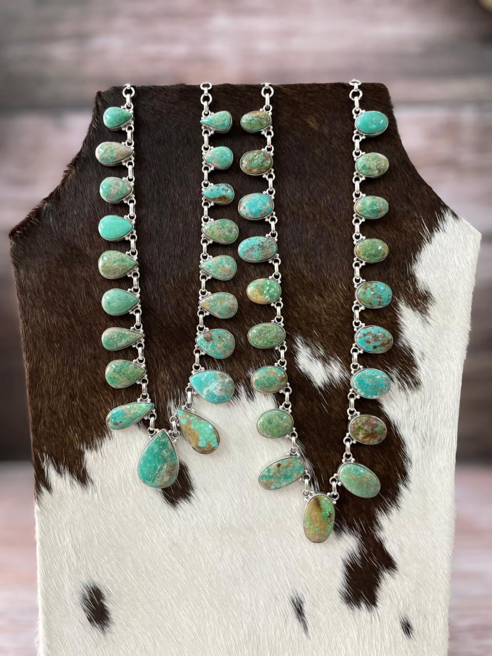 Handmade Sterling Silver Mantis Turquoise Necklace with Signed Nizhoni