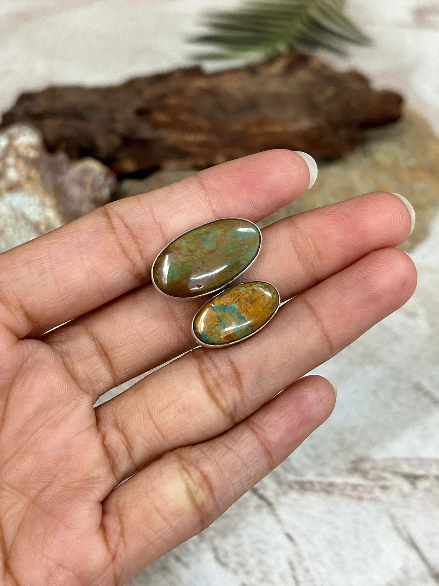 Handmade Sterling Silver Old Stock Royston Turquoise Adjustable Ring Signed Nizhoni