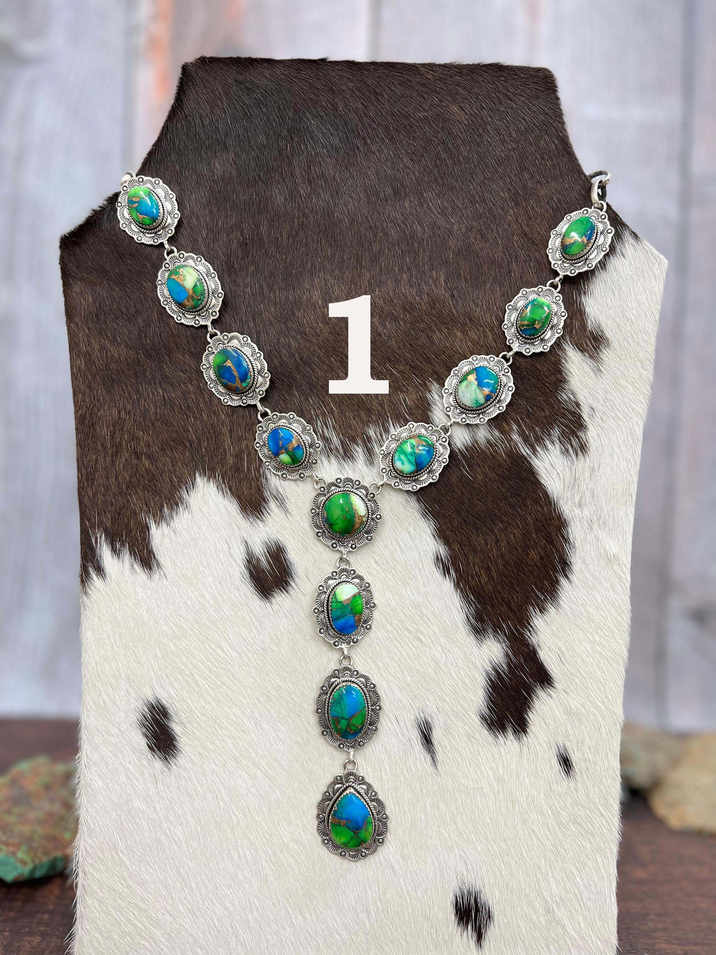 Handmade Sterling Silver Peacock Dahlia Necklace with Signed Nizhoni