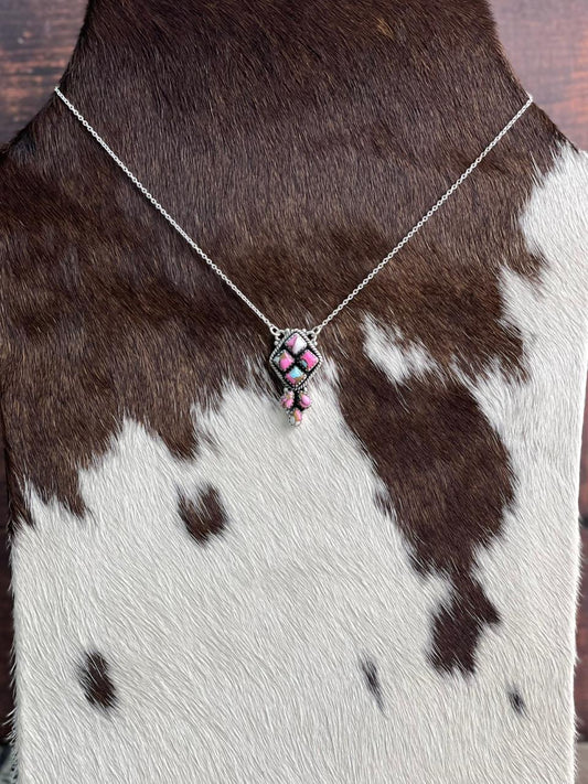 Handmade Sterling Silver Cotton Candy Necklace "Signed Nizhoni"