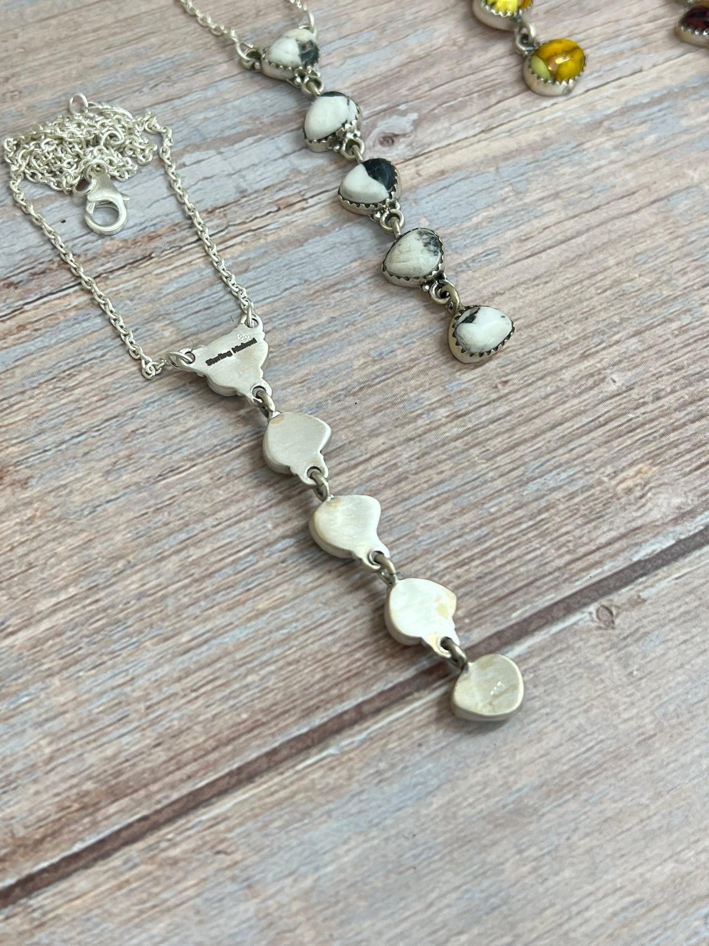 Handmade Sterling Silver Multi Stone Necklace, Signed Nizhoni (7)