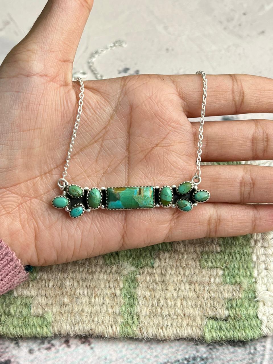 Handmade Sterling Silver Kingman Turquoise  Necklace "Signed Nizhoni"