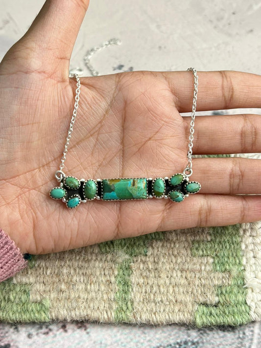 Handmade Sterling Silver Kingman Turquoise  Necklace "Signed Nizhoni"