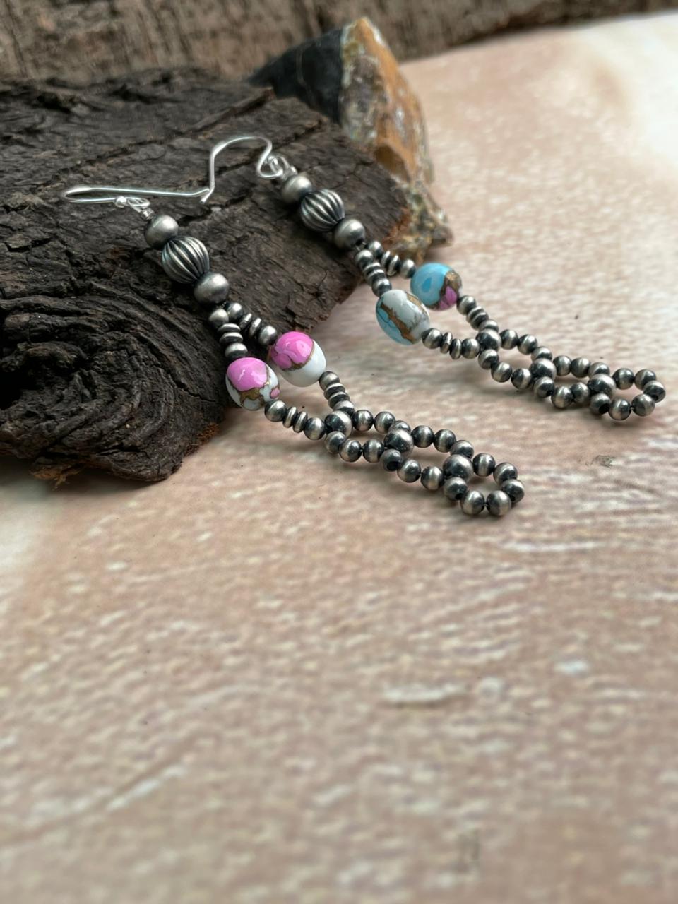 Handmade Sterling Silver Cotton Candy Hook Dangle Earrings