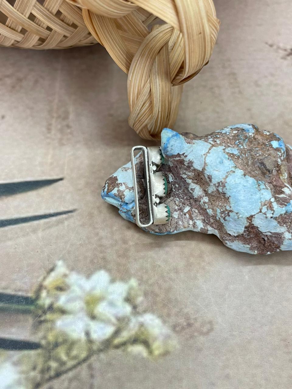 Handmade Sterling Silver Kingman Turquoise Charms with Signed Nizhoni