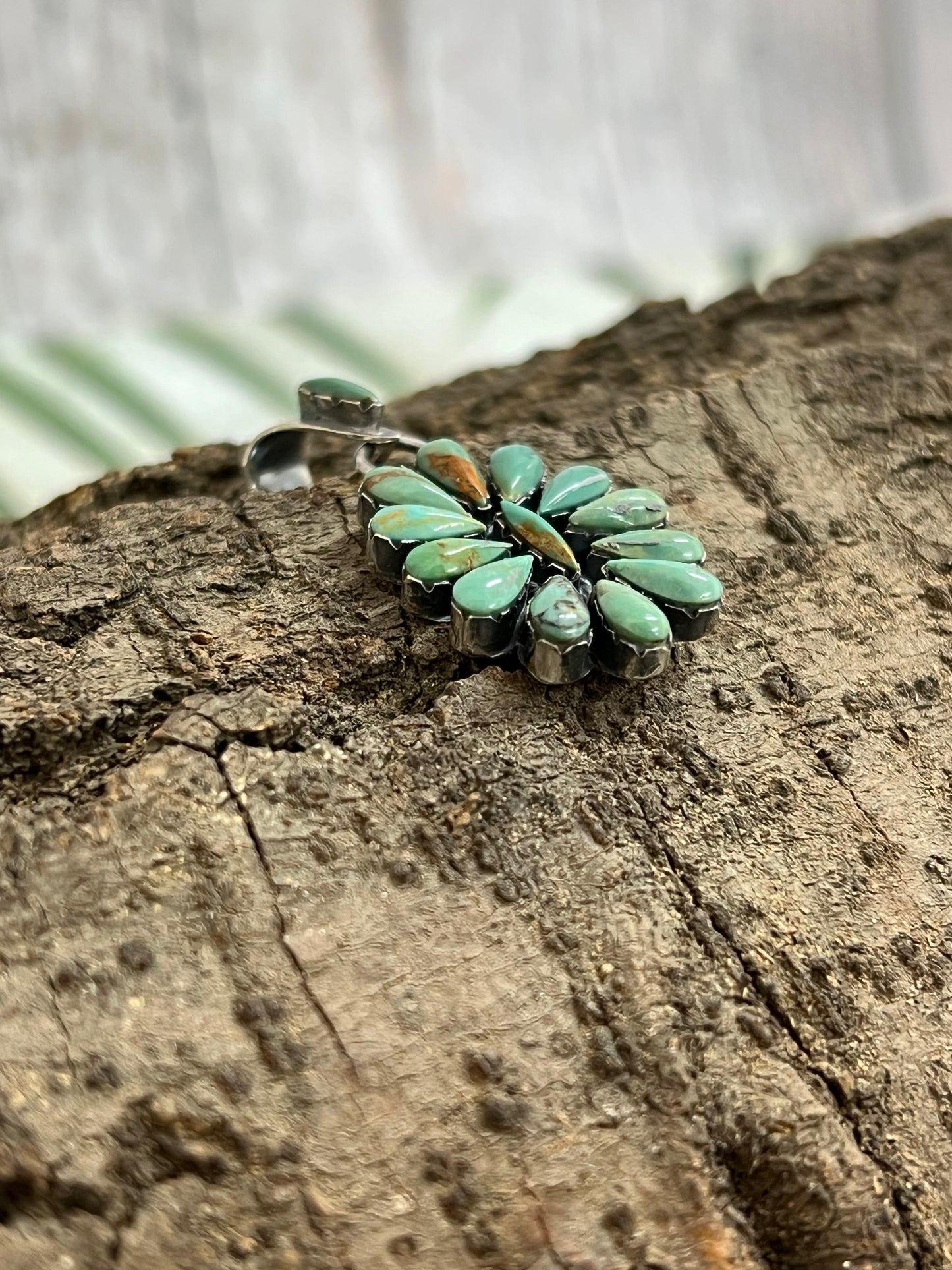 Handmade Sterling Silver Kingman Turquoise Pendant with Signed Nizhoni