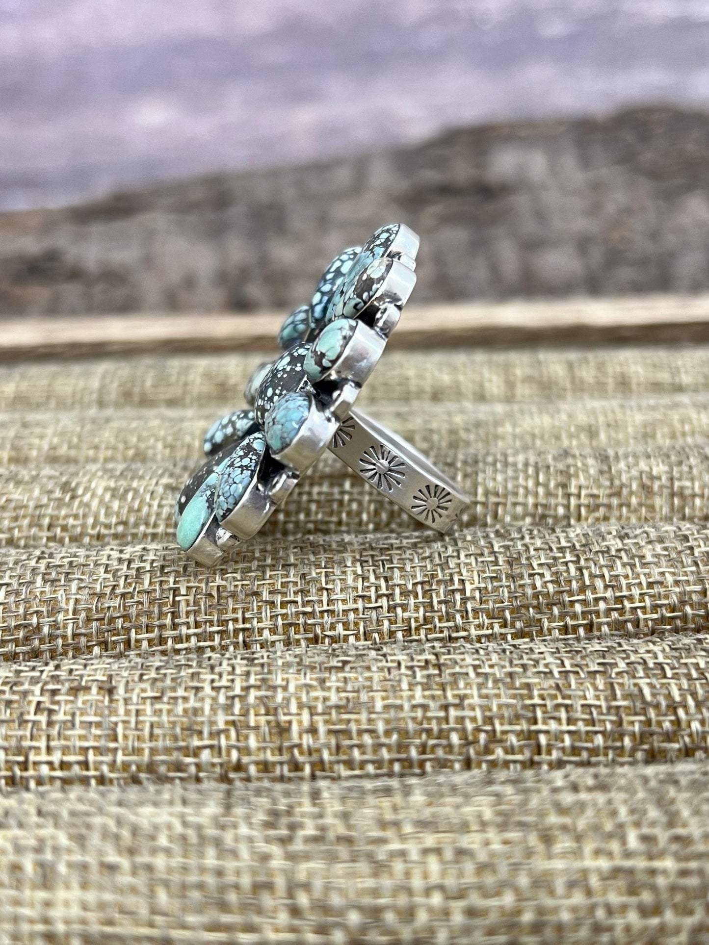 Handmade Sterling Silver Starfox Variscite Adjustable Ring Signed Nizhoni