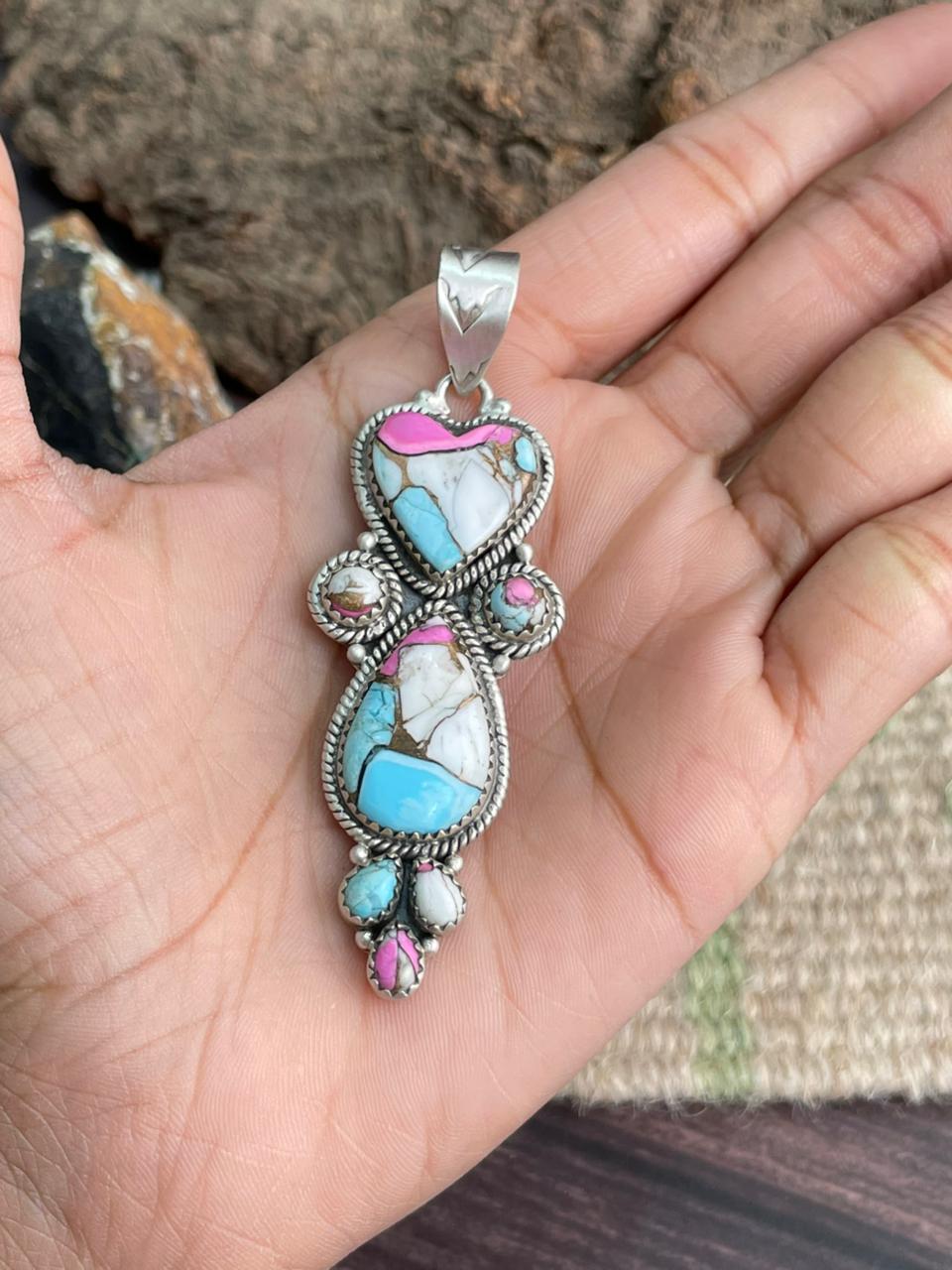 Handmade Sterling Silver Cotton Candy Pendant "Signed Nizhoni"