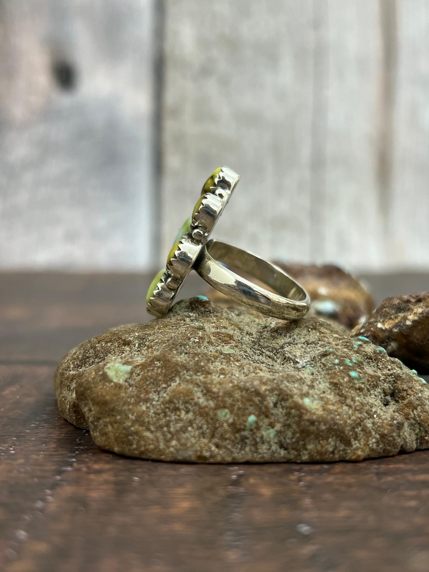 Handmade Sterling Silver Palomino Turquoise Adjustable Ring with Signed Nizhoni