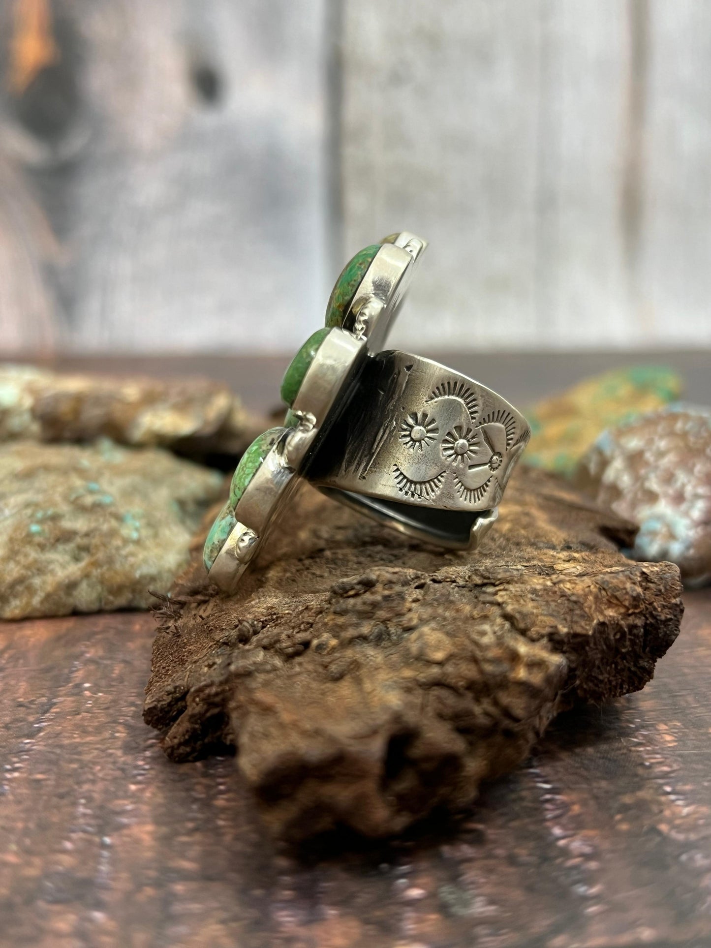Handmade Sterling Silver Mantis Turquoise Adjustable Ring Signed Nizhoni