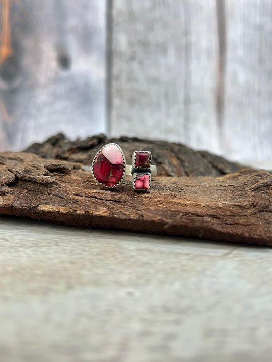 Handmade Sterling Silver Dahlia Rose Adjustable Ring with Signed Nizhoni