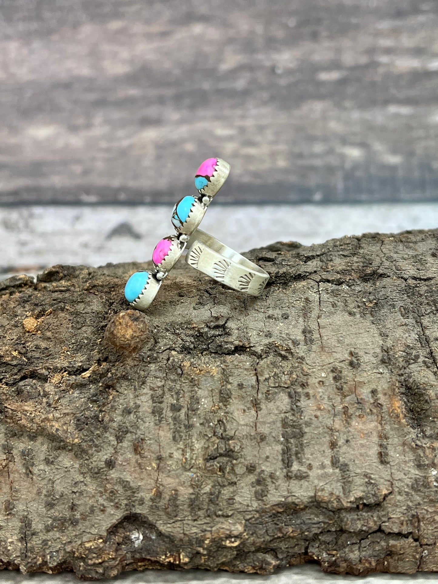 Handmade Sterling Silver Cotton Candy Adjustable Ring Signed Nizhoni (7)