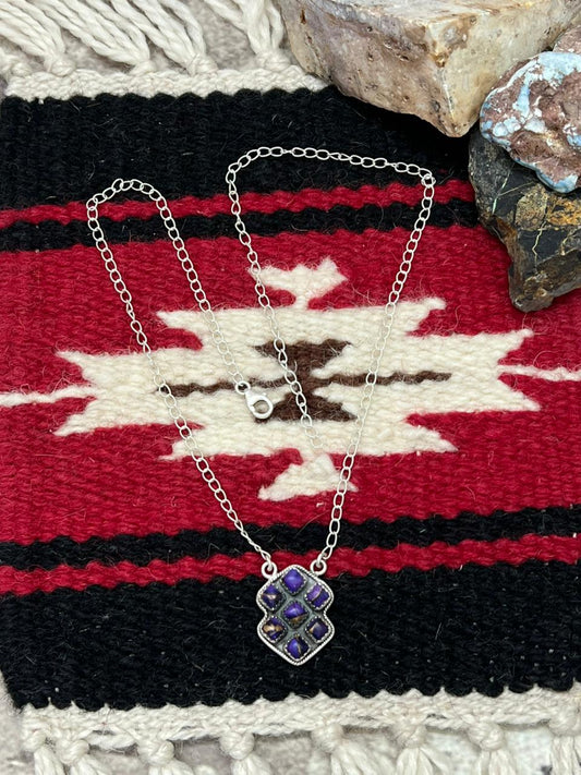 Handmade Sterling Silver Grape Dahlia Necklace "Signed Nizhoni"