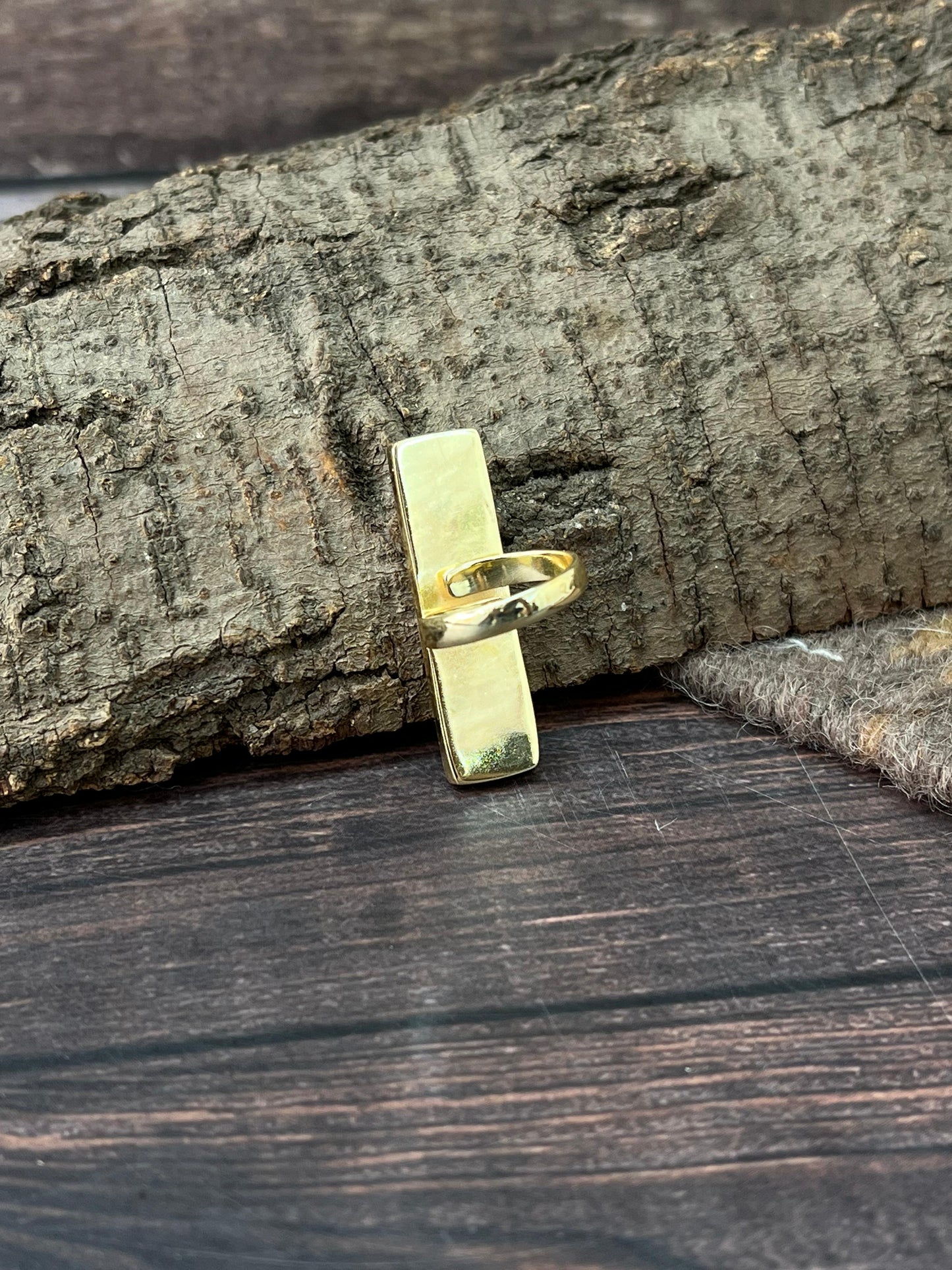 “The Golden Collection” Natural Pink Opal Adjustable Ring
