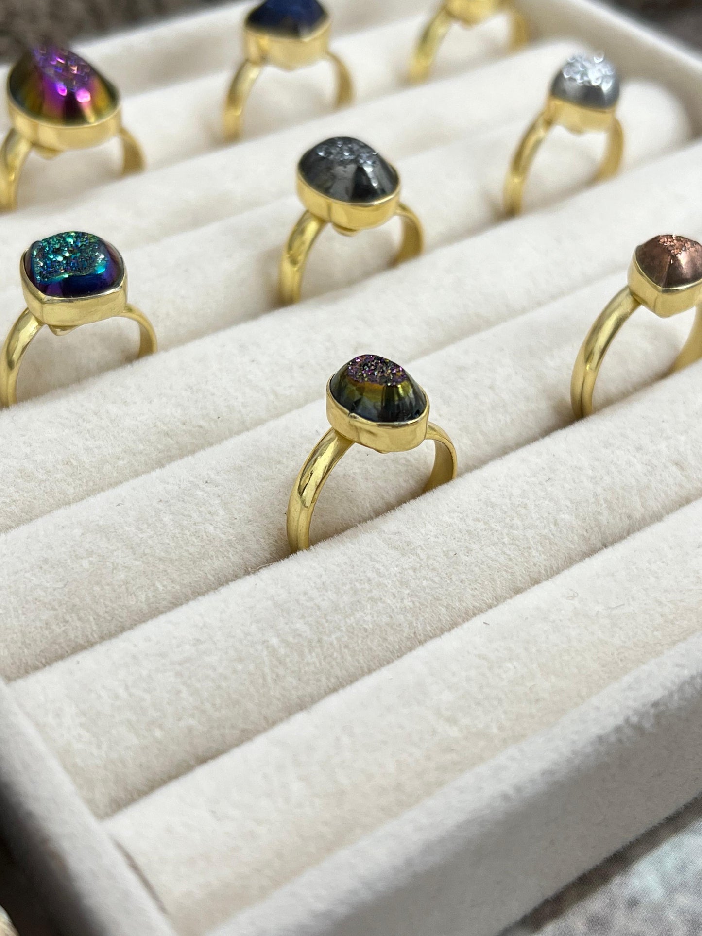 “The Boho Collection” Natural Druzy Adjustable Ring 9 Styles