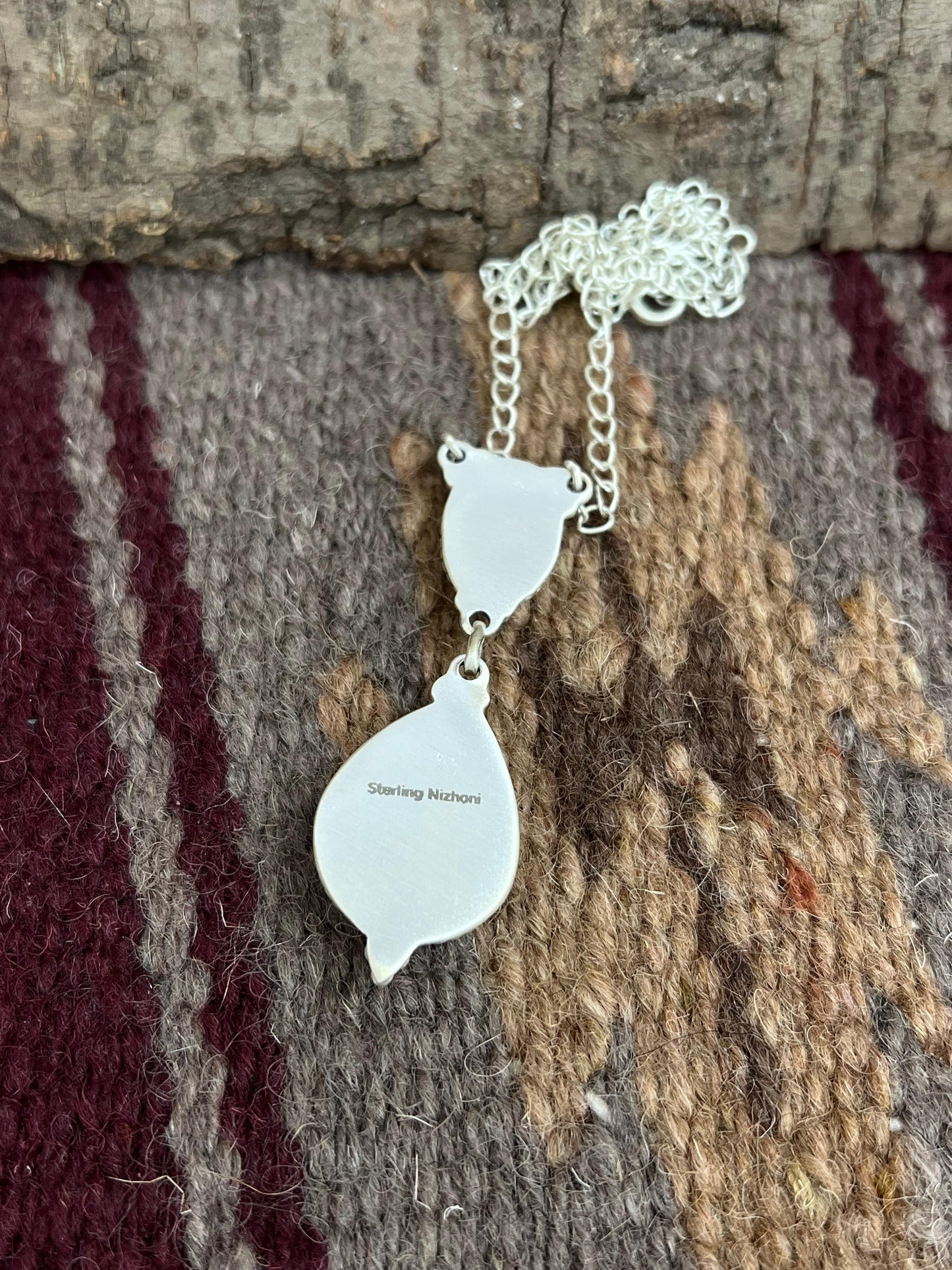 Handmade Sterling Silver Golden Hills Turquoise Necklace with Signed Nizhoni