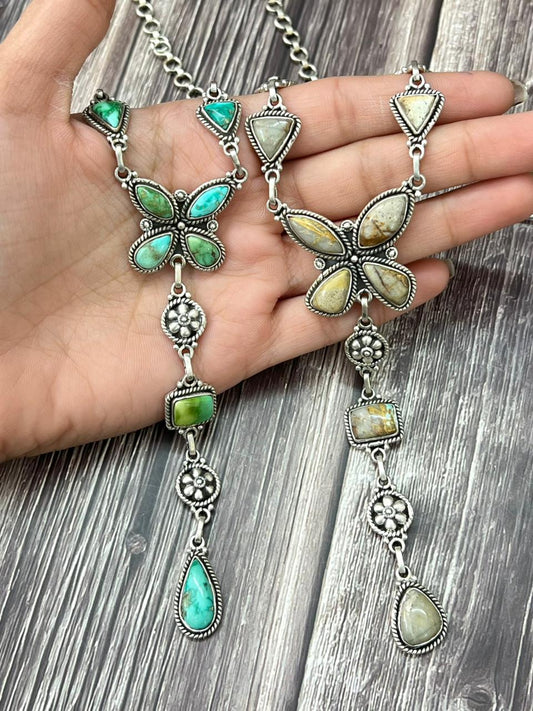 Handmade Sterling Silver Multi Stone Necklace "Signed Nizhoni"