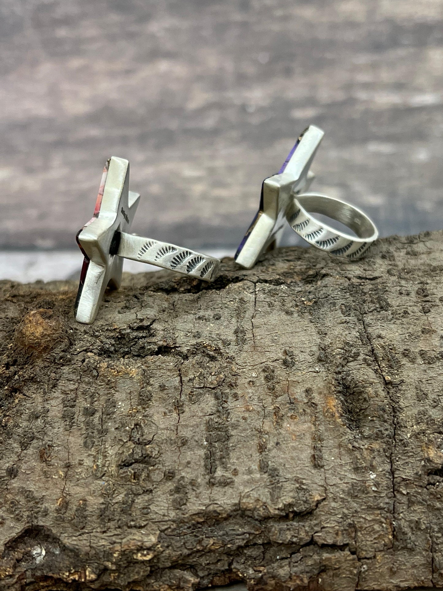Handmade Sterling Silver Grape Dahlia, Dahlia Rose Adjustable Ring with Signed Nizhoni