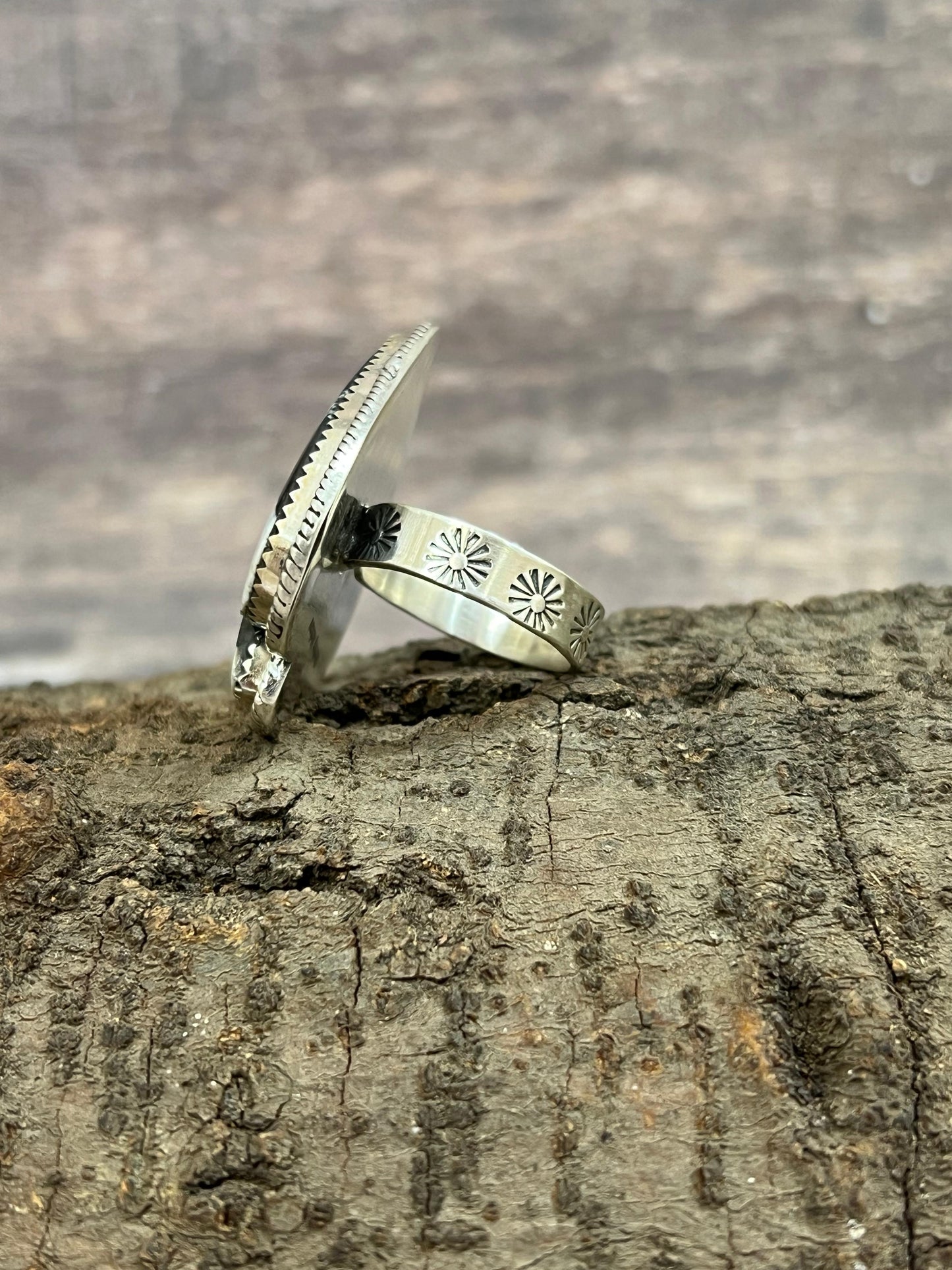 Handmade Sterling Silver White Buffalo Spade Adjustable Ring Signed Nizhoni (4)