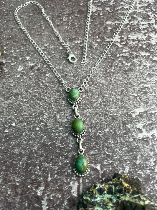 Handmade Sterling Silver Kingman Turquoise Necklace "Signed Nizhoni"