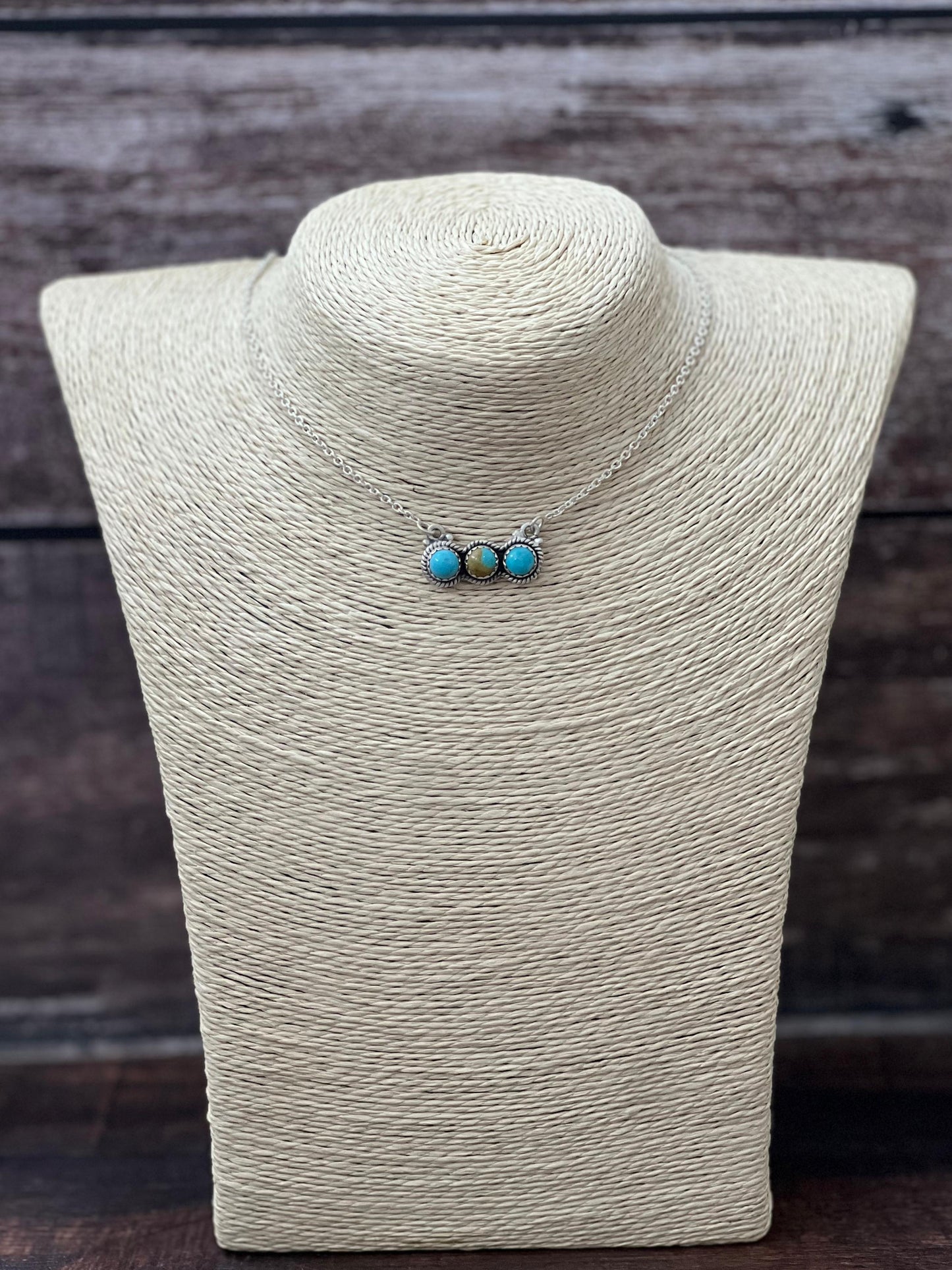 Handmade Sterling Silver Number 8 Turquoise Necklace with Signed Nizhoni