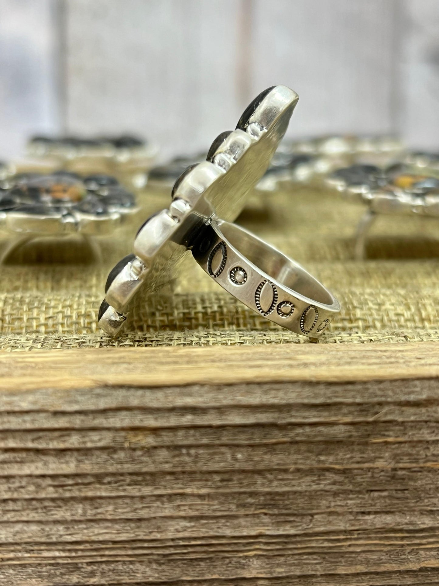 Handmade Sterling Silver Black Jack Adjustable Ring with Signed Nizhoni (2)