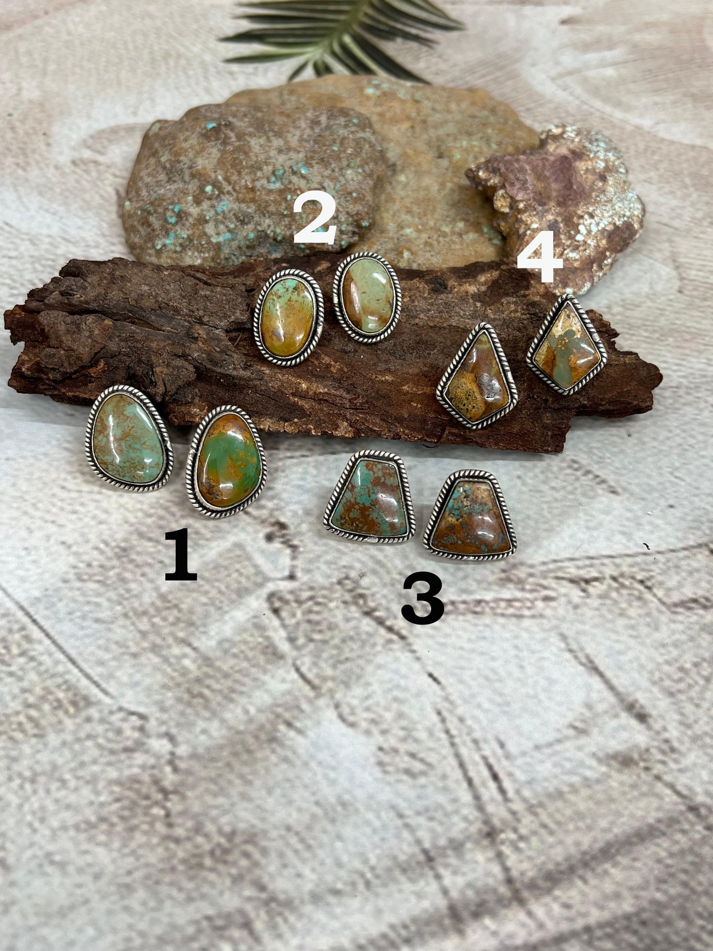 Handmade Sterling Silver Old Stock Royston Turquoise Post Studs with Signed Nizhoni