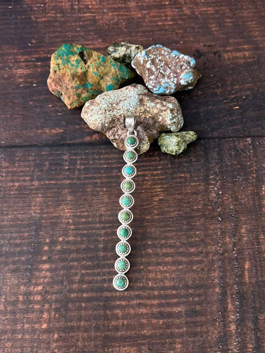 Handmade Sterling Silver Kingman Turquoise Pendant "Signed Nizhoni"