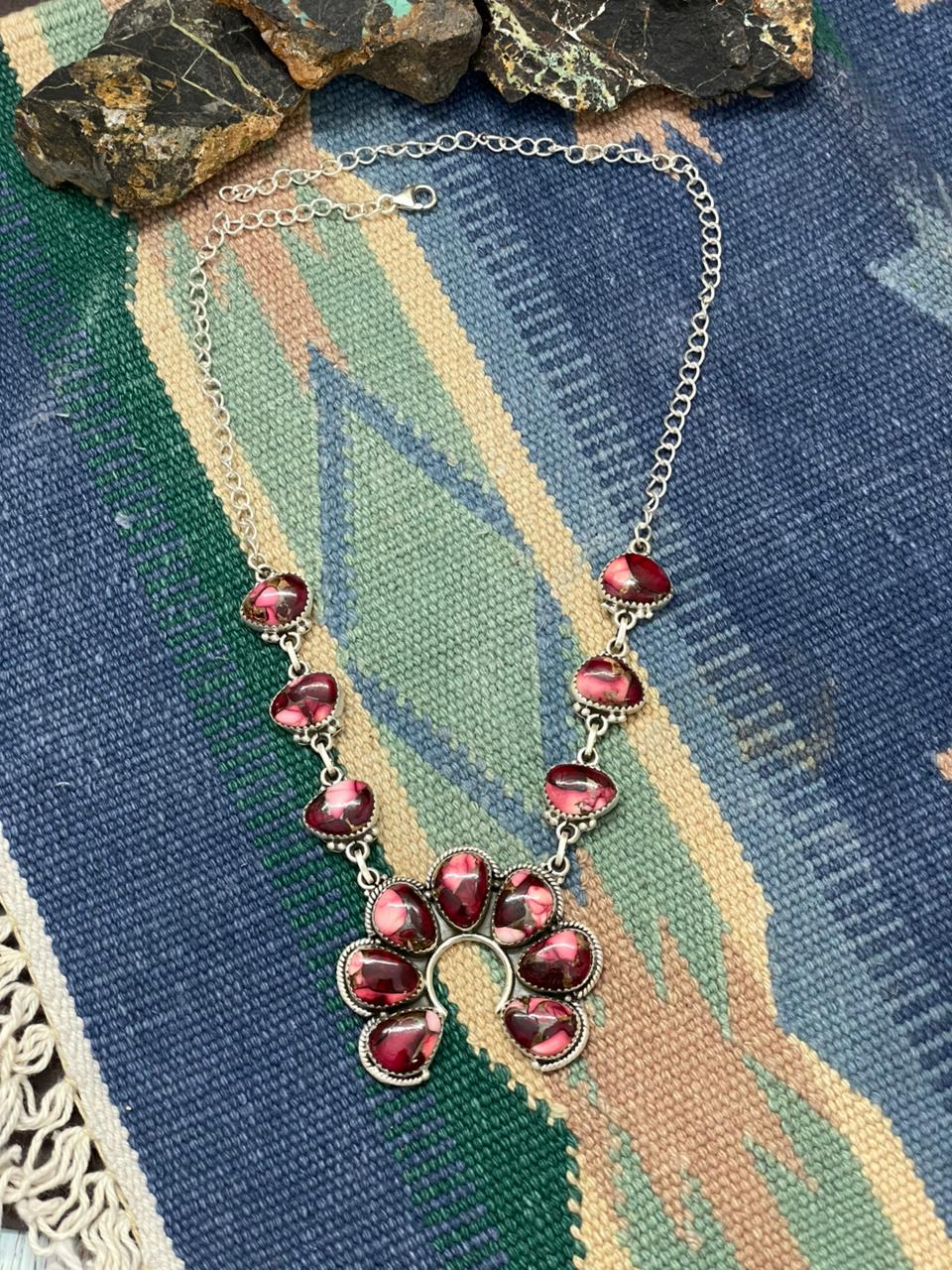 Handmade Sterling Silver Dahlia Rose Naja Necklace "Signed Nizhoni"