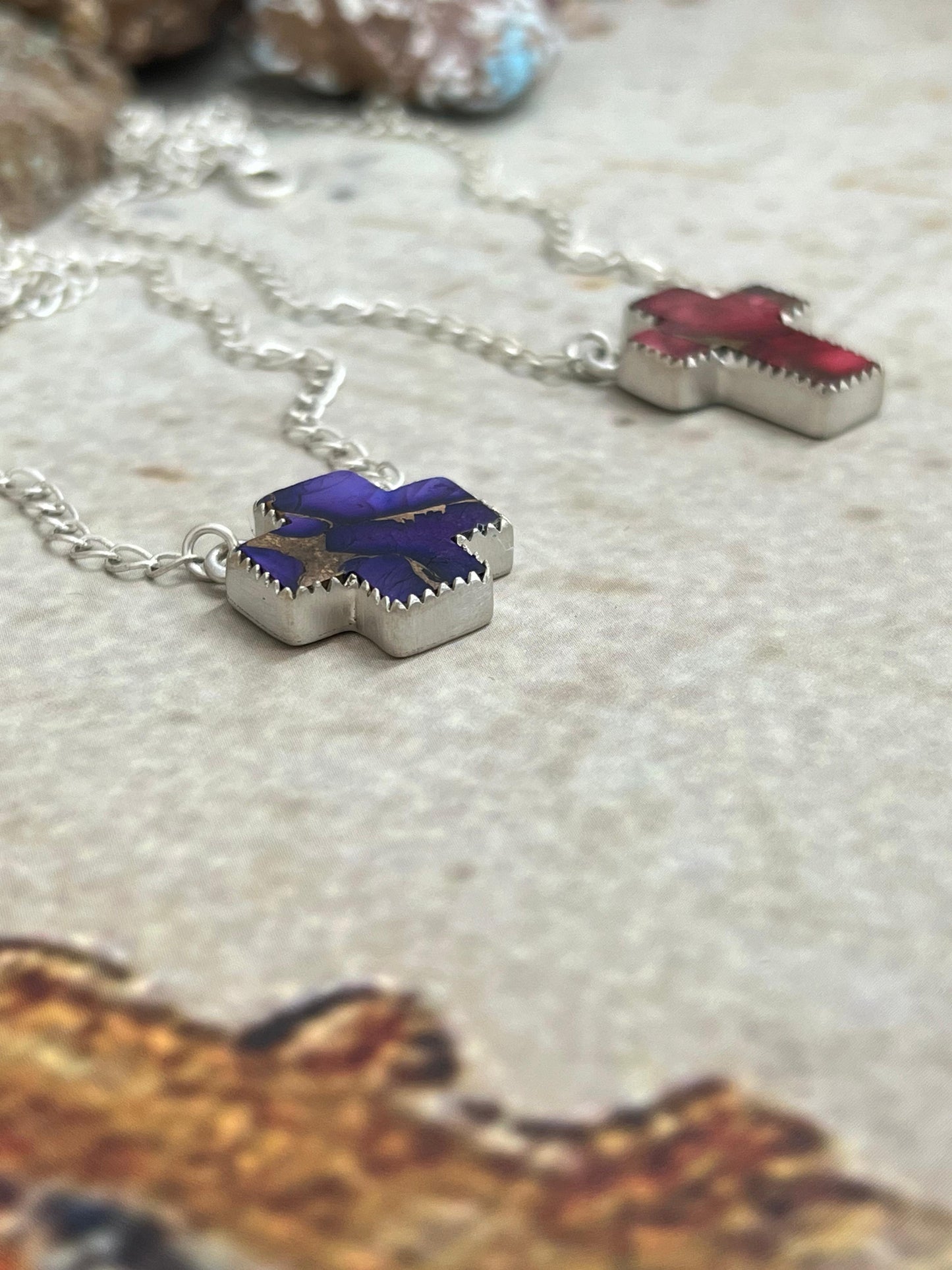 Handmade Sterling Silver Grape Dahlia, Dahlia Rose Cross Necklace with Signed Nizhoni (4)