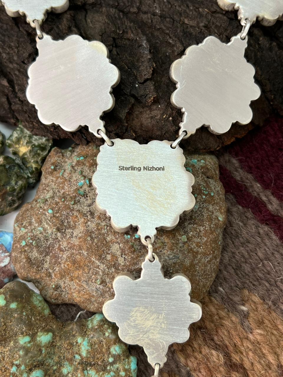 Handmade Sterling Silver Palomino with Golden Hills Turquoise Necklace "Signed Nizhoni"