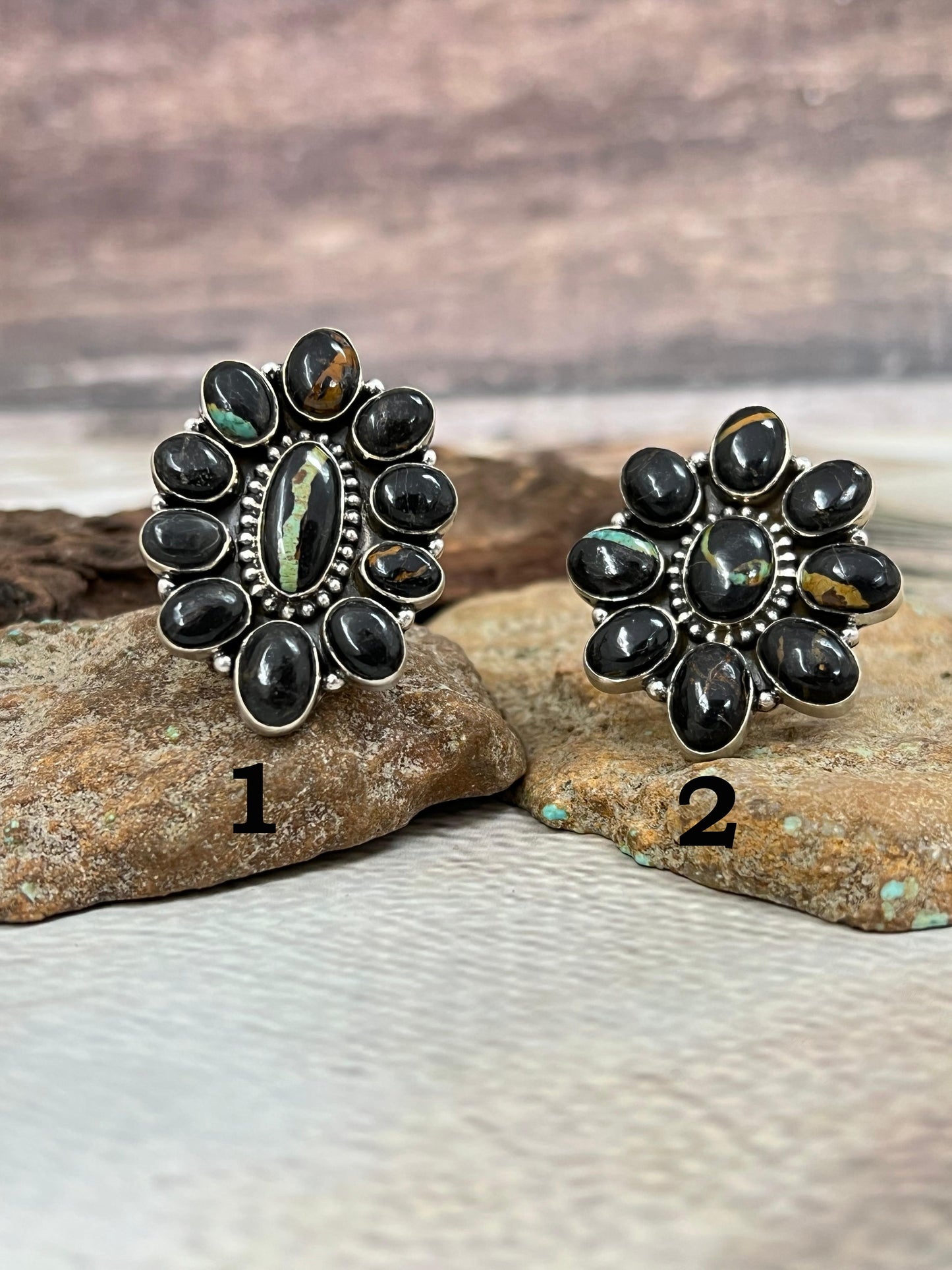 Handmade Sterling Silver Blackjack Turquoise Adjustable Ring Signed Nizhoni
