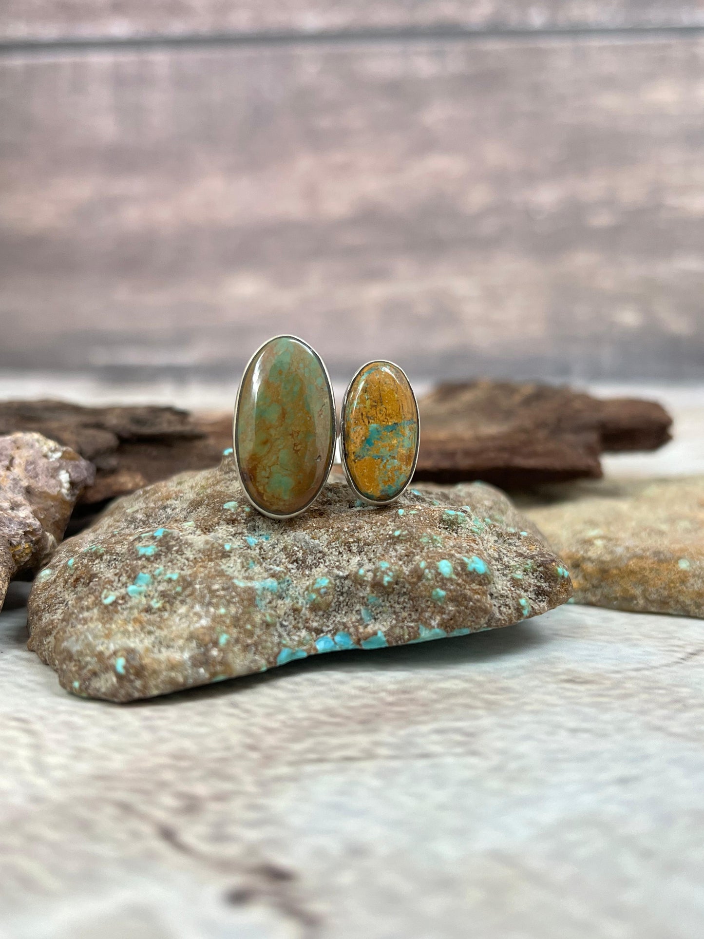 Handmade Sterling Silver Old Stock Royston Turquoise Adjustable Ring Signed Nizhoni