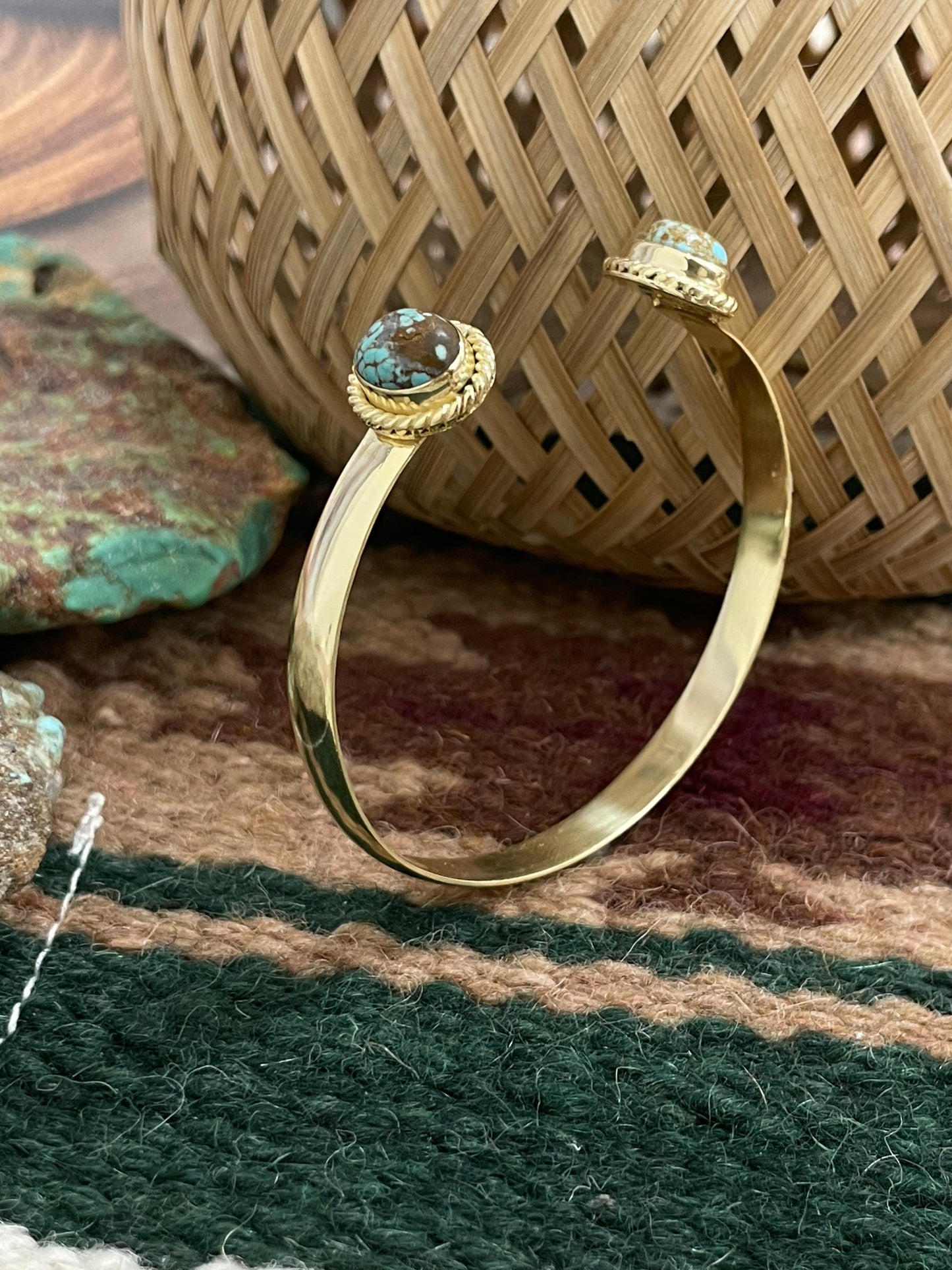 “The Golden Collection” Handmade Natural Gold Plated Number 8 Turquoise Bracelet
