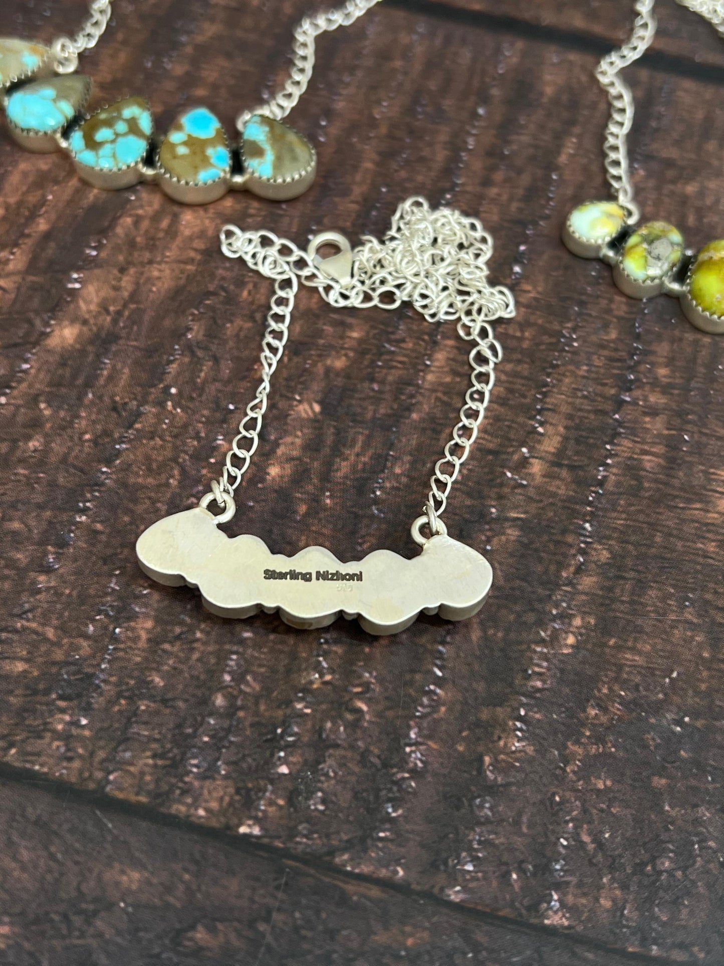 Handmade Sterling Silver Multistone Necklace with Signed Nizhoni