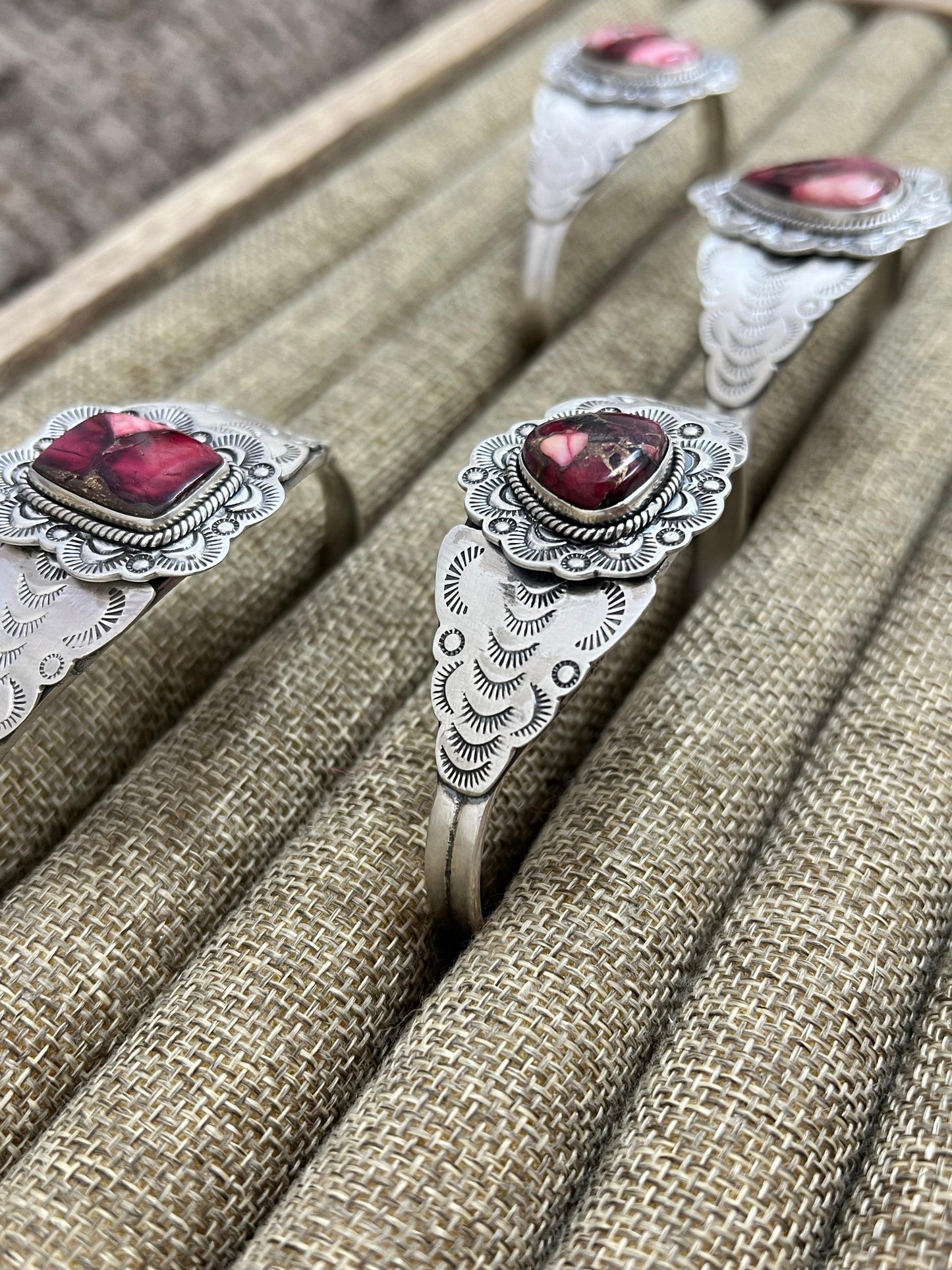 Handmade Sterling Silver Dahlia Rose Cuff Bracelet with Signed Nizhoni