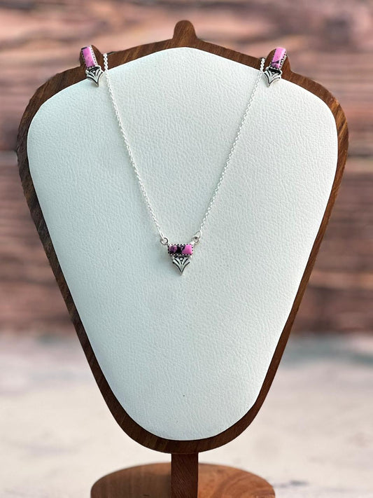 Handmade Sterling Silver Cherry Blossom Necklace Earrings Set "Signed Nizhoni"