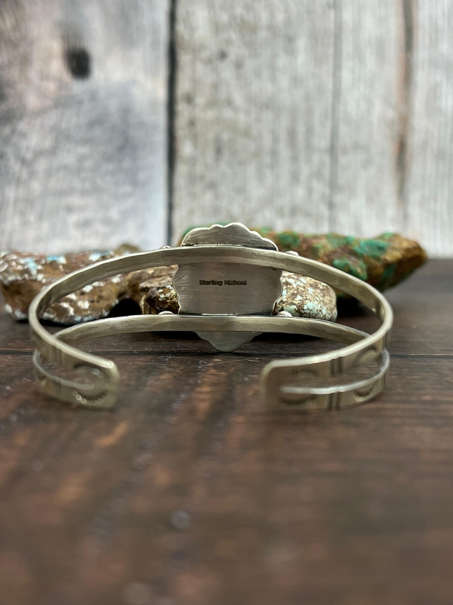 Handmade Sterling Silver Golden Hills Cuff Bracelet with Signed Nizhoni