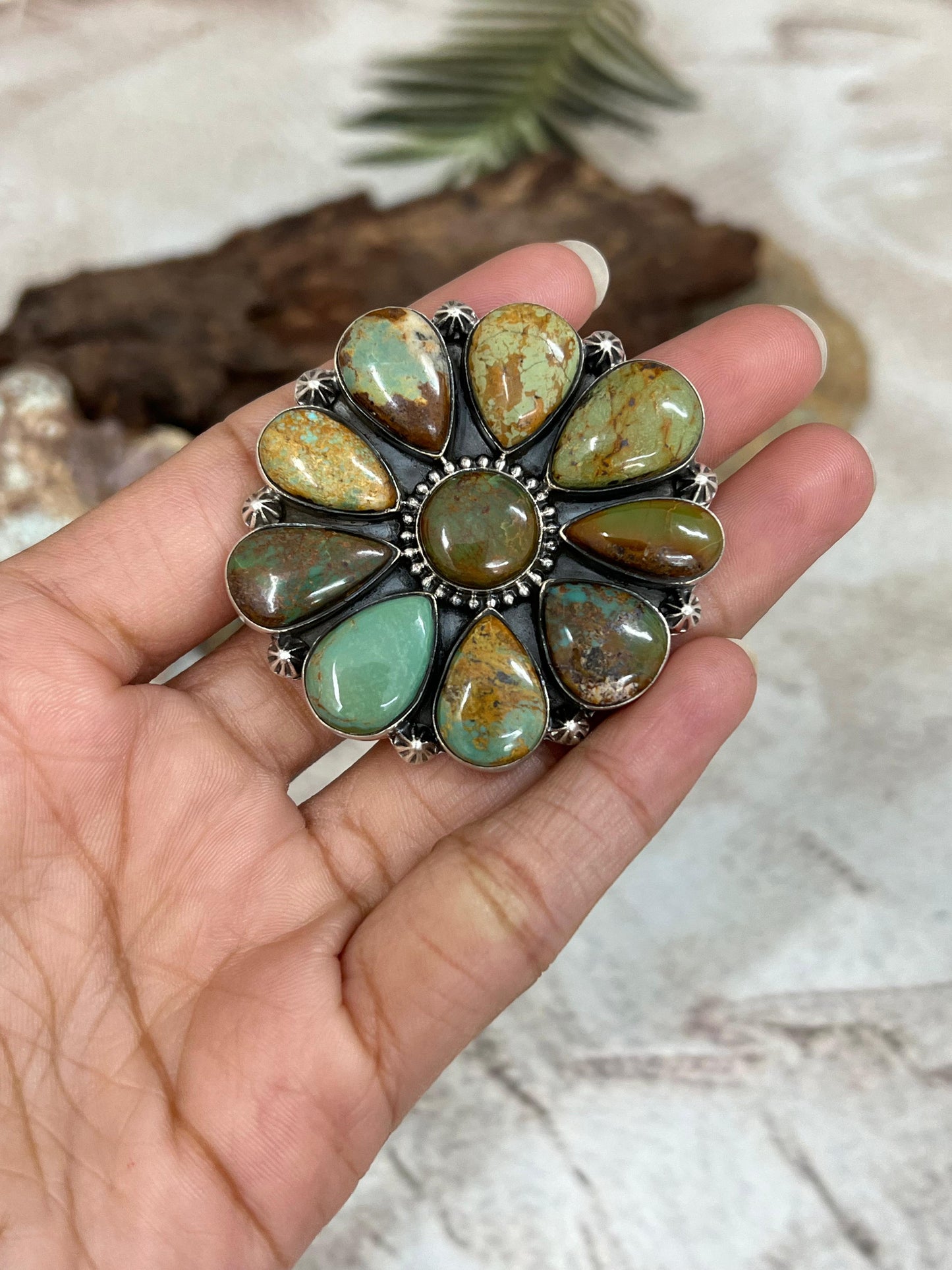 Handmade Sterling Silver Old Stock Royston Turquoise Adjustable Ring Signed Nizhoni (8)
