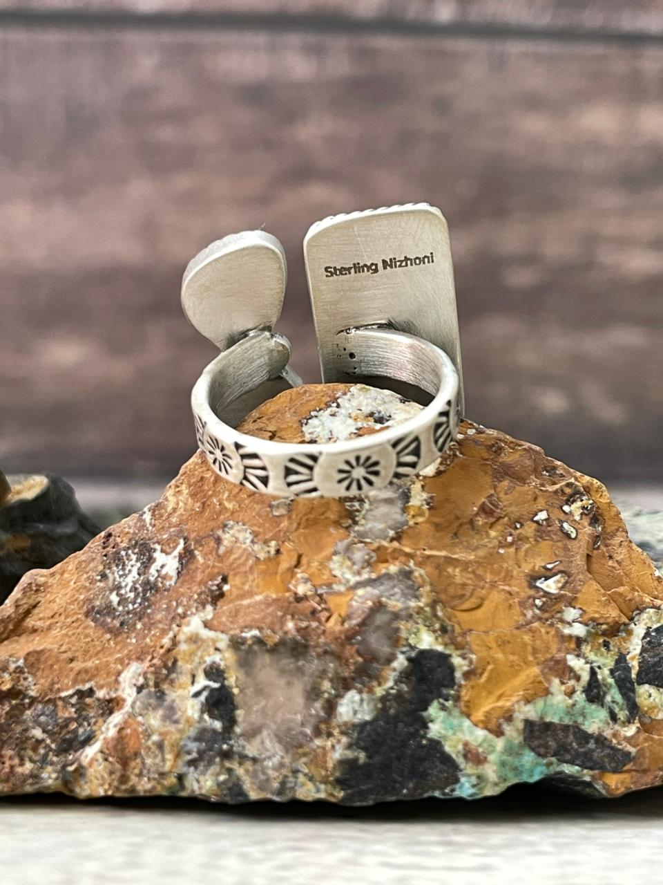 Handmade Sterling Silver Cherry Blossom Adjustable Ring "Signed Nizhoni"