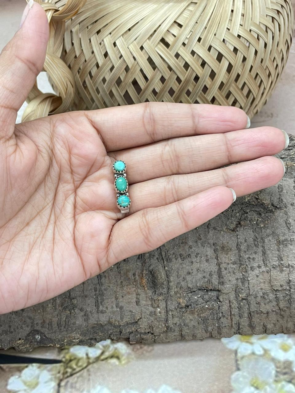 Handmade Sterling Silver Kingman Turquoise Charms with Signed Nizhoni