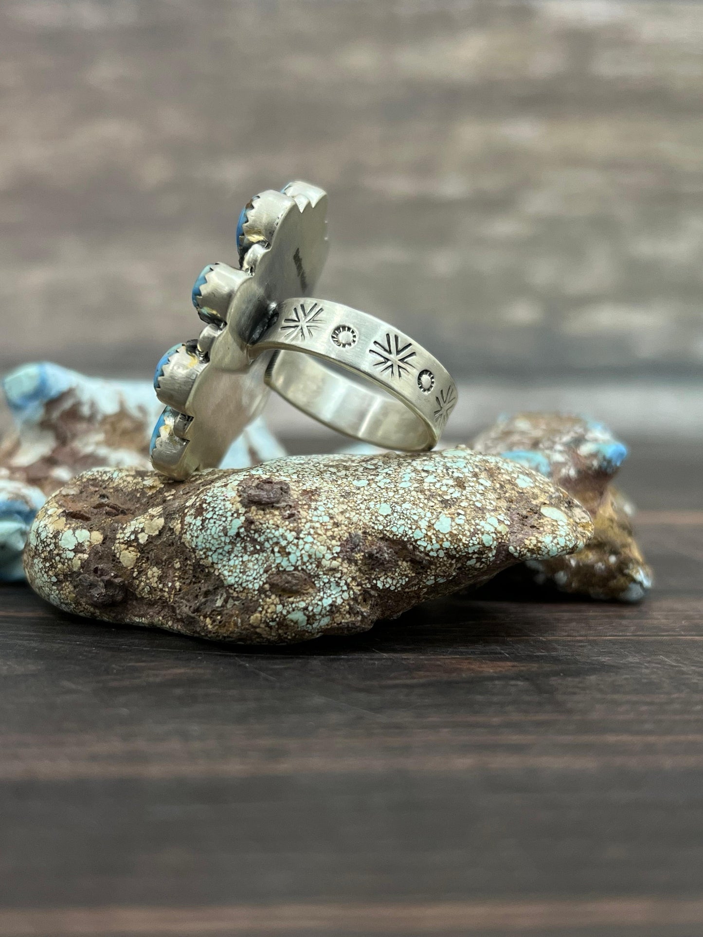 Handmade Sterling Silver Golden Hills Turquoise Adjustable Ring With Signed Nizhoni