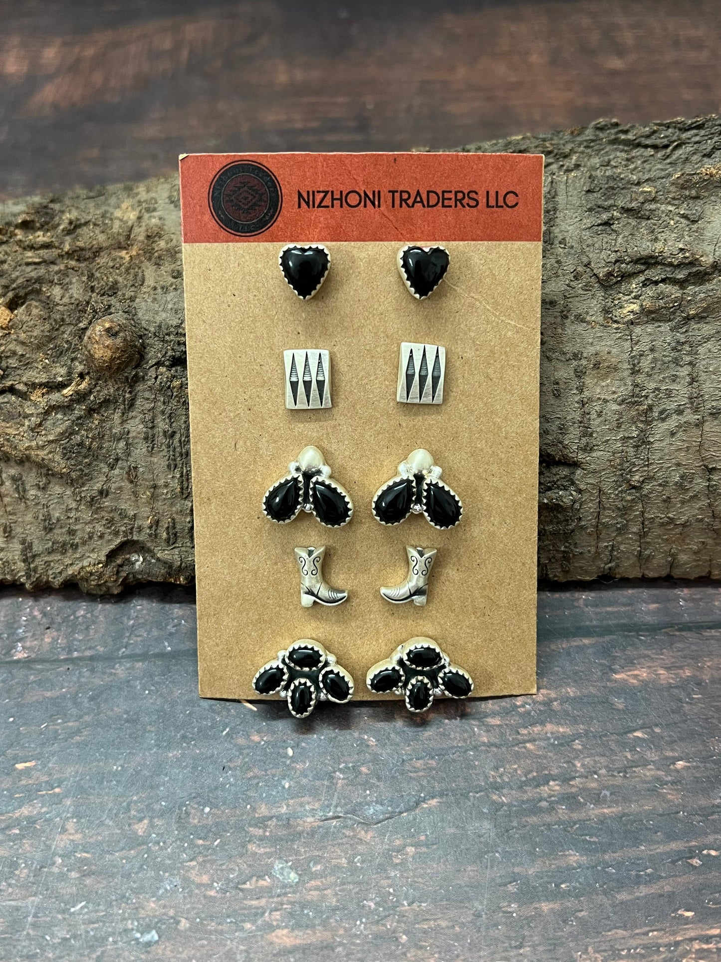 Handmade Sterling Silver Black Onyx Post Earring Set