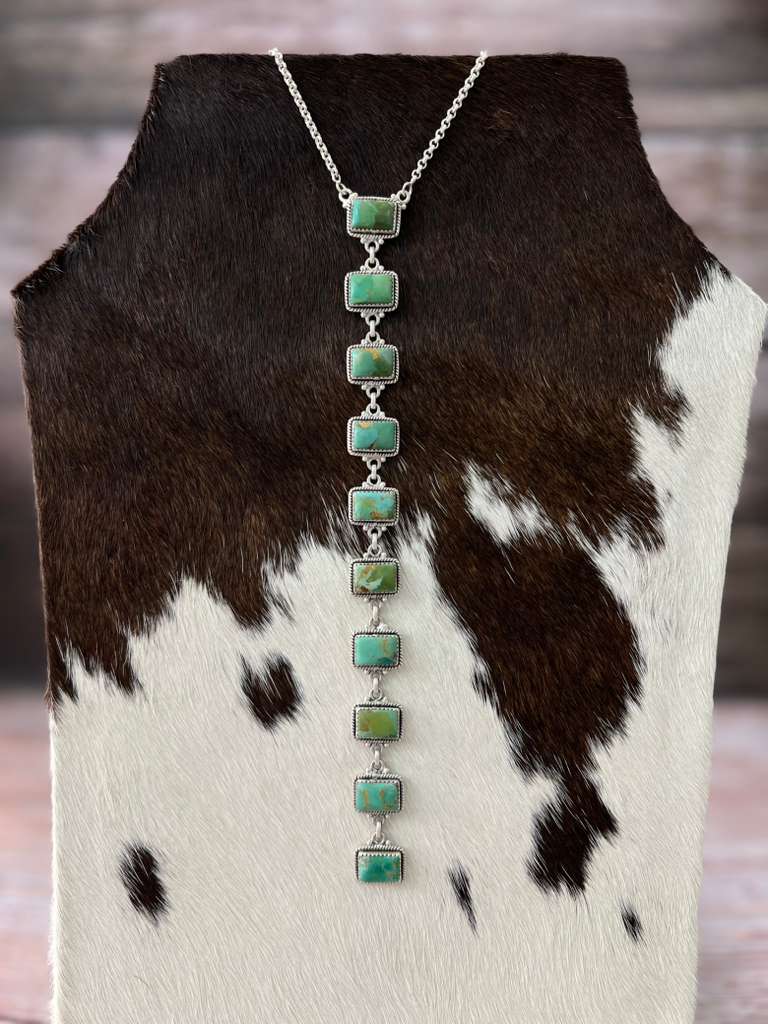 Handmade Sterling Silver Old Stock Royston Turquoise Necklace with Signed Nizhoni (6)