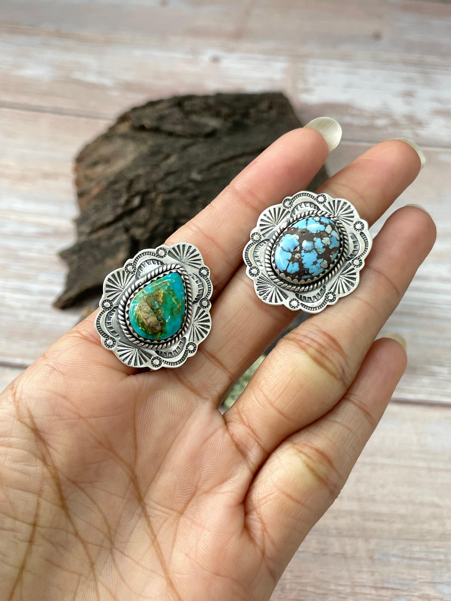 Handmade Sterling Silver Golden Hills, Sonoran Mountain Turquoise Adjustable Ring "Signed Nizhoni"