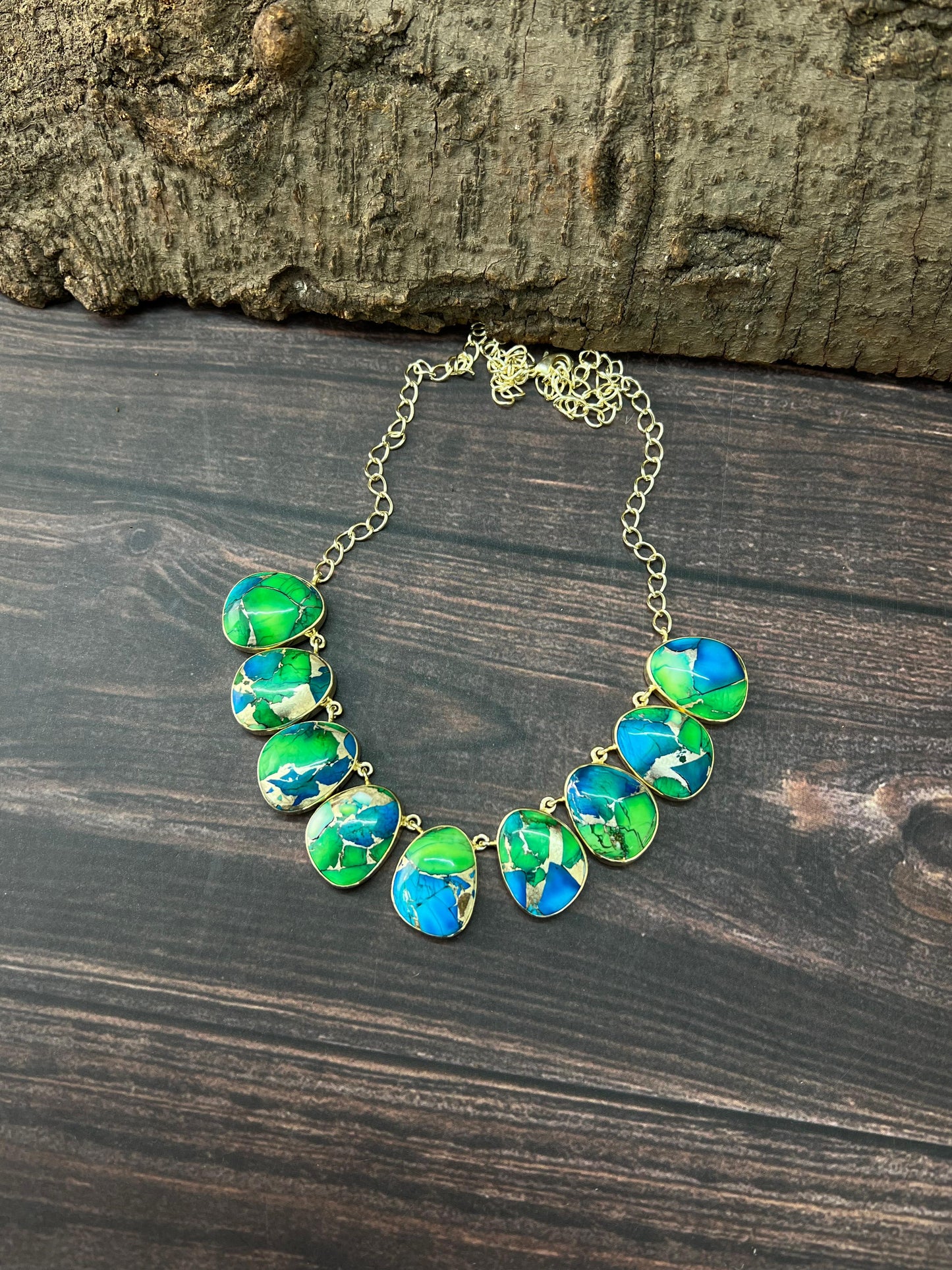 "THE GOLDEN COLLECTION" Handmade Natural Peacock Dahlia Gold Plated Necklace