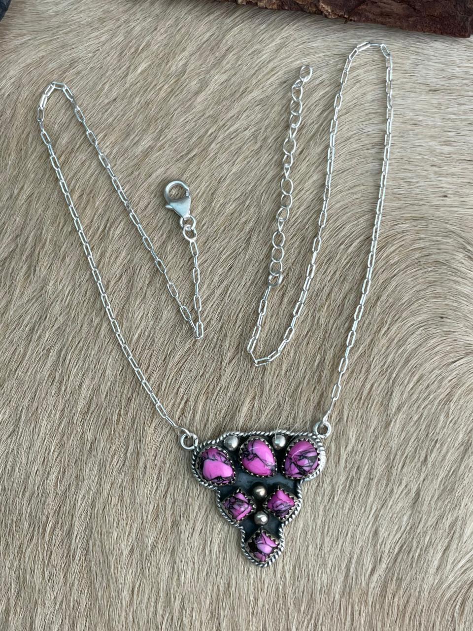 Handmade Sterling Silver Cherry Blossom Necklace "Signed Nizhoni"